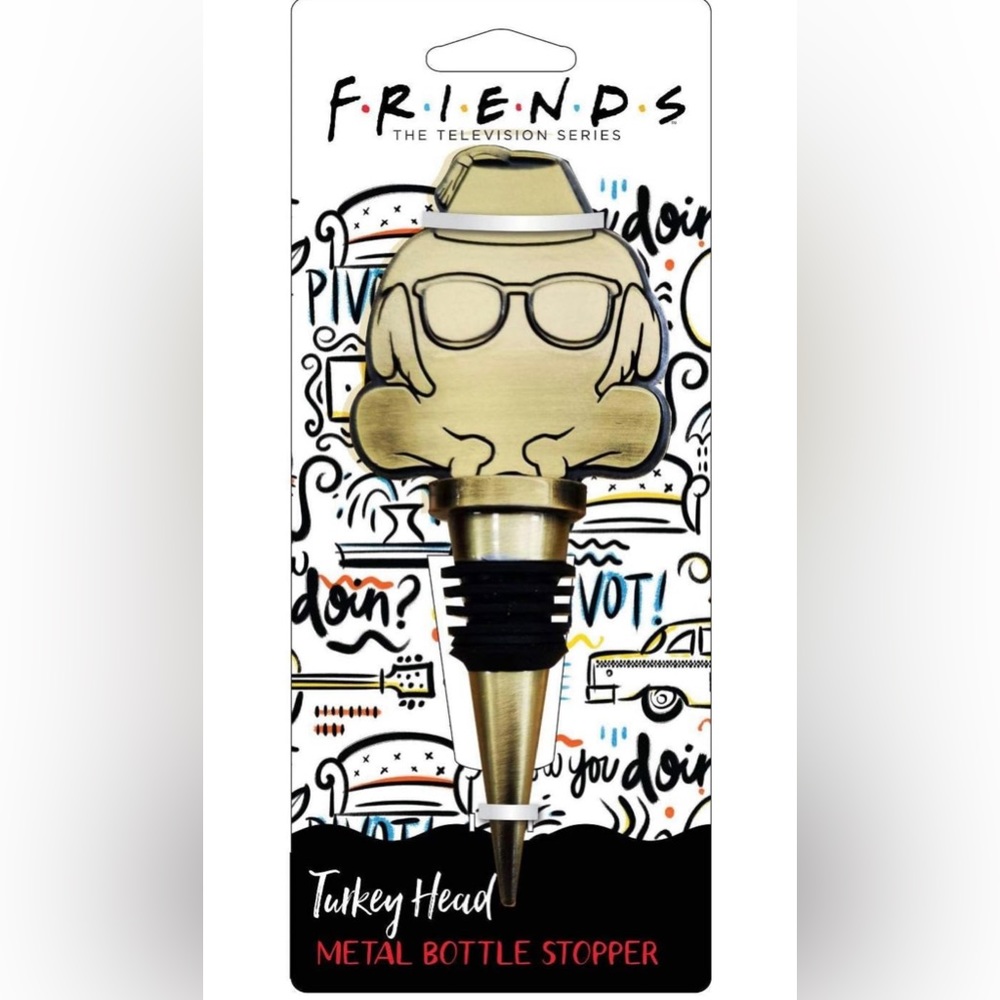 NEW Friends TV - Gold Turkey Head Metal Bottle Stopper